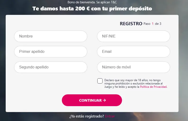 proceso de registro Gran Madrid Casino